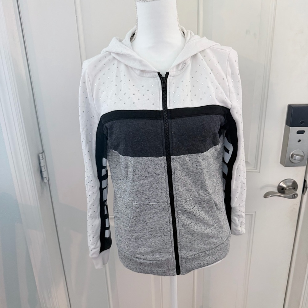 PINK Victoria’s Secret Colorblock Zip Hoodie S | Rhinestone Y2K Bling